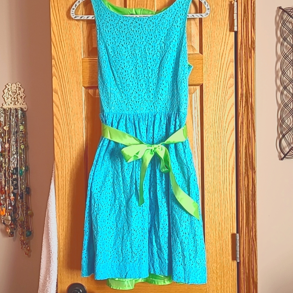 Turquoise & Green Eyelet dress